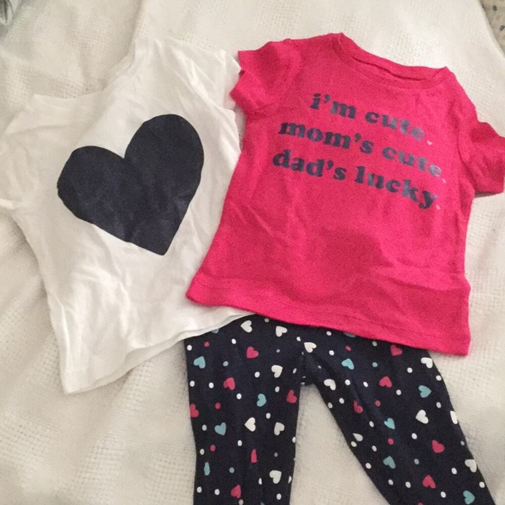 18m bundle heart legging and 2 tees worn once